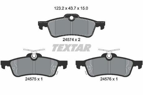 Комплект тормозных колодок, дисковый тормоз TEXTAR 2457401 (фото 1)