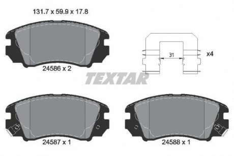 Гальмівні колодки, дискове гальмо (набір) TEXTAR 2458601