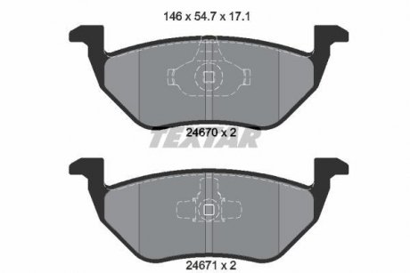 Гальмівні колодки, дискове гальмо (набір) TEXTAR 2467001