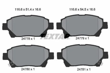 Гальмівні колодки, дискове гальмо (набір) TEXTAR 2477801