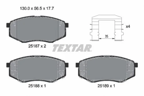 Тормозные колодки KIA Optima "F "15>> TEXTAR 2518704