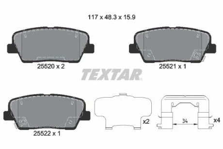 Гальмівні колодки (набір) TEXTAR 2552003