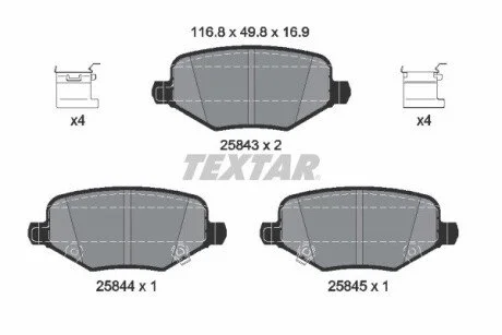 Гальмівні колодки (набір) TEXTAR 2584301