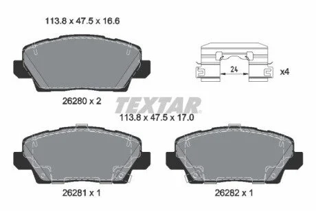 Колодки гальмівні (передні) Hyundai Kona 19-/Kia Picanto 17- TEXTAR 2628001 (фото 1)