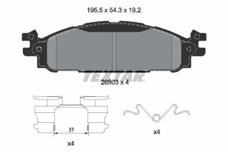 Комплект гальмівних колодок передн, FORD USA EXPLORER, FLEX, TAURUS, LINCOLN MKS, MKT 3.5/3.7 05.08- TEXTAR 2690301