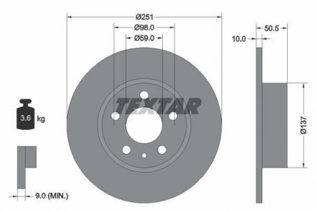 Гальмівний диск TEXTAR 92046903 (фото 1)