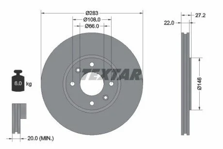 CITROEN Диск тормозной передний XANTIA 98- TEXTAR 92059600