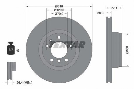 Гальмівний диск TEXTAR 92071405 (фото 1)