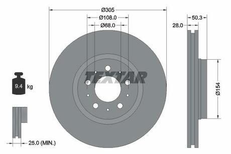 Тормозной диск TEXTAR 92100603 (фото 1)