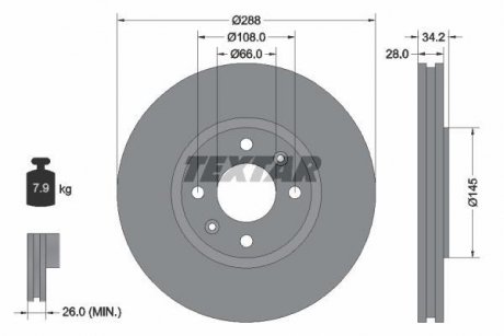 Гальмівний диск TEXTAR 92107800