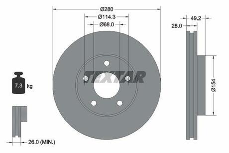 Тормозной диск PRO TEXTAR 92109403