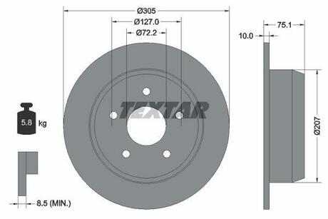 Тормозной диск TEXTAR 92113700 (фото 1)
