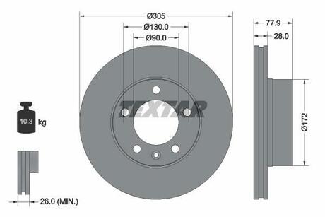 OPEL Тормозной диск передний MOVANO,MASTER TEXTAR 92115903