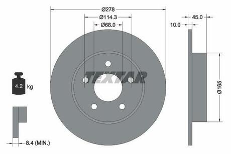 Тормозной диск зад. Nissan Almera 00-05, Primera (P12) 01- TEXTAR 92125703 (фото 1)