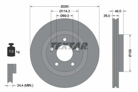 92148300 Тормозной диск PRO TEXTAR 92148303