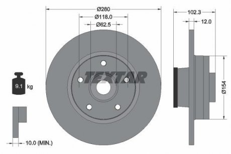 Гальмівний диск TEXTAR 92153700 (фото 1)