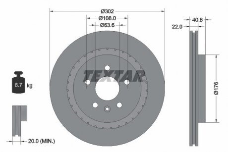 Тормозной диск TEXTAR 92168305