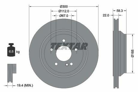 Диск тормозной MERCEDES S(W221)/SL(R230) "R D=300mm "01>> TEXTAR 92176303