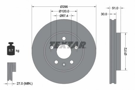 TARCZA HAM. CHEVROLET P. MALIBU 2,0 D/2,4 12- TEXTAR 92186905 (фото 1)