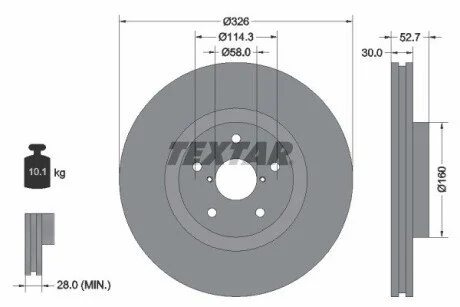 Диск тормозной передний TEXTAR 92194303