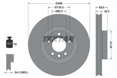 Гальмівний диск TEXTAR 92213603 (фото 1)