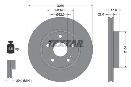 Тормозной диск пер. SUZUKI SX4 (япония) TEXTAR 92222100