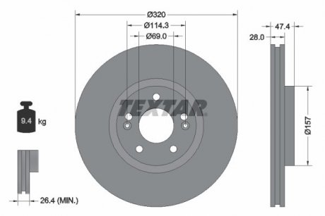 Тормозной диск TEXTAR 92237805