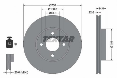Гальмівний диск TEXTAR 92239903 (фото 1)