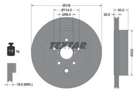 Гальмівний диск TEXTAR 92243703