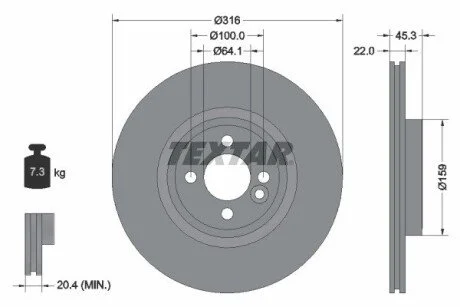 Гальмівний диск TEXTAR 92255003