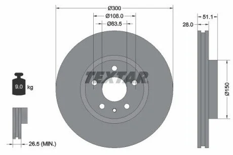 Гальмівний диск TEXTAR 92268603