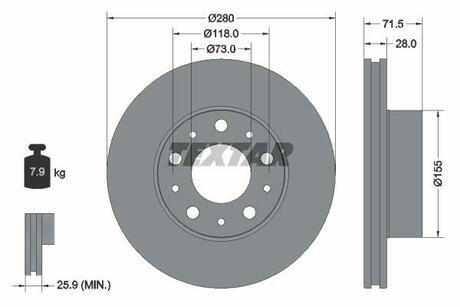 Тормозной диск TEXTAR 92275003 (фото 1)