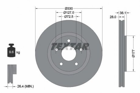 TARCZA HAM. FIAT P. FREEMONT 2,0 JTD/2,4-3,6 11- TEXTAR 92278905 (фото 1)