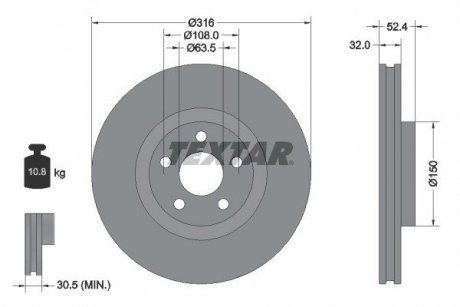 TARCZA HAM. FORD P. GALAXY/S-MAX 1,5-2,5 15- TEXTAR 92293605