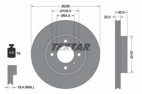 Гальмівний диск TEXTAR 92294403 (фото 1)