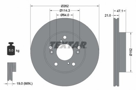 TARCZA HAMULCOWA 262X47 V HONDA CIVIC 12> PRZOD SZT TEXTAR 92294503