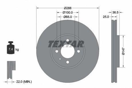 Гальмівний диск TEXTAR 92302303 (фото 1)