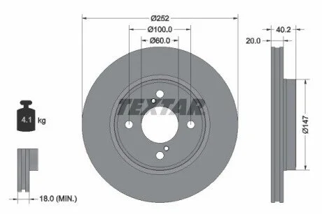 Тормозной диск TEXTAR 92303703