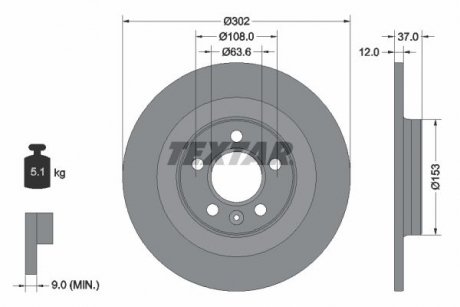 Гальмівний диск TEXTAR 92304703 (фото 1)