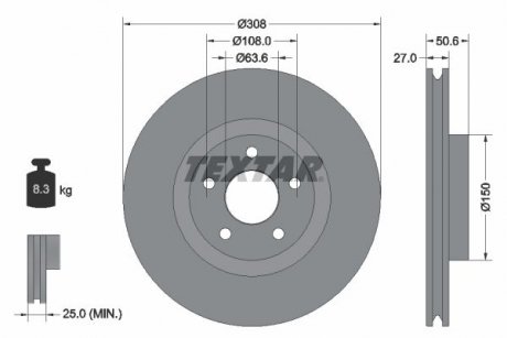 Гальмівний диск TEXTAR 92306703 (фото 1)