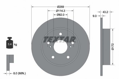 Гальмівний диск TEXTAR 92308303