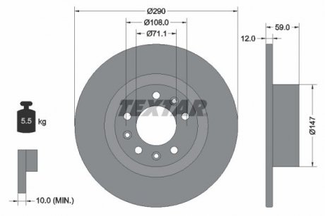 Тормозной диск TEXTAR 92313603 (фото 1)