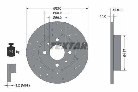 TARCZA HAM. ABARTH T. 500 1,4 08- TEXTAR 92316003