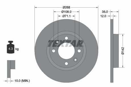 Гальмівний диск TEXTAR 92325903 (фото 1)