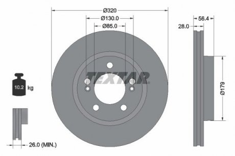 TARCZA HAM. SSANGYONG P. MUSSO/REXTON 2,0/2,2 E-XDI 17- TEXTAR 92332803