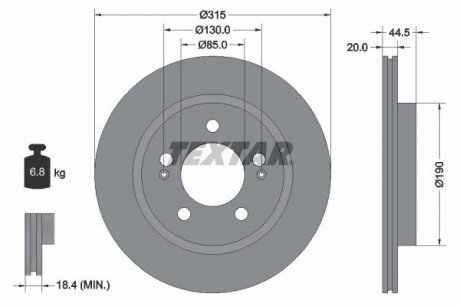 TARCZA HAM. SSANGYONG T. REXTON 2,0/2,2 E-XDI 17- TEXTAR 92332903