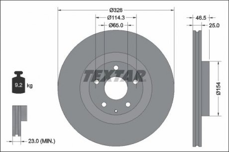 Гальмівний диск TEXTAR 92337603 (фото 1)