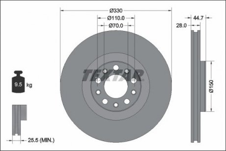 Гальмівний диск TEXTAR 92337905 (фото 1)