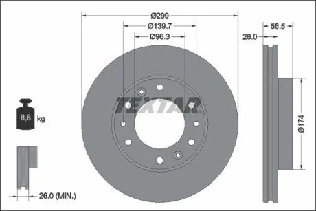 TARCZA HAM PRZOD 299X28 V TEXTAR 92338103