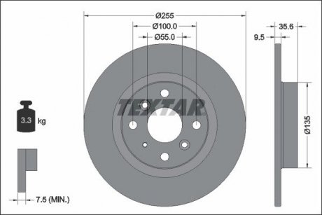 Гальмівний диск TEXTAR 92338203 (фото 1)